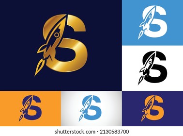Initial S monogram letter alphabet with a Rocket logo design. Rocket icon. Font emblem. Modern vector logo for business and company identity.