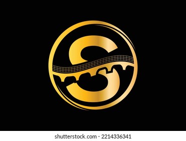 Initial S monogram letter alphabet with bridge sign. Abstract bridge logo design template. Modern vector logo for construction business.
