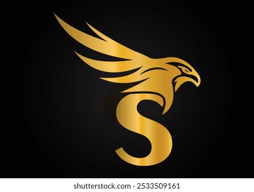 Alfabeto de letra S monograma inicial com símbolo de cabeça Eagle. Carta com modelo de vetor de design de logotipo Eagle