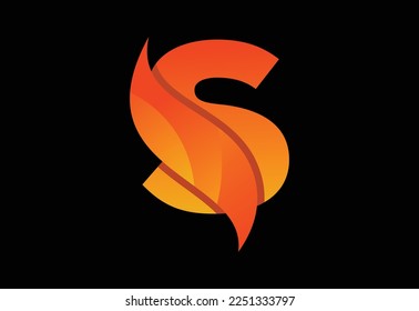 Initial S monogram letter with a swoosh or flame. Fire flames or swoosh design vector illustration
