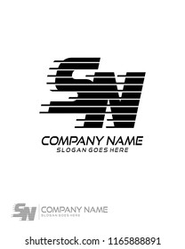 Initial S N speed line logo template vector