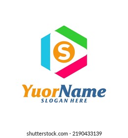 Initial S with Play Logo Design Template. Letter S logo concept vector. Creative Icon Symbol