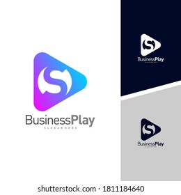 Initial S with Play Shop logo design vector template, Icon play logo concepts