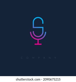 Initial S Podcast Logo Design Vector