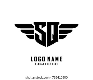 Initial S & Q wing logo template vector
