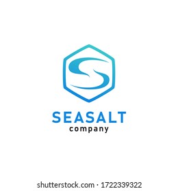 Initial S sea salt safe ocean resources food Hexagon logo