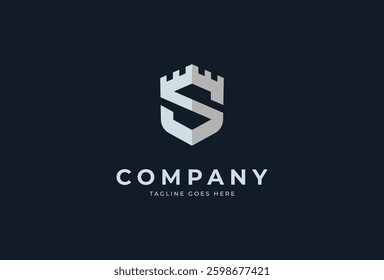 Initial S shield security logo design template, vector illustration