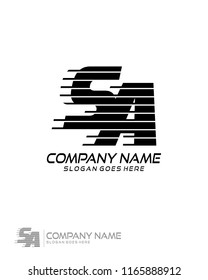 Initial S A speed line logo template vector