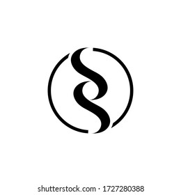 initial s, ss letter logo design ,with monogram and circle concept template