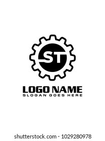 Initial S & T gear logo template vector