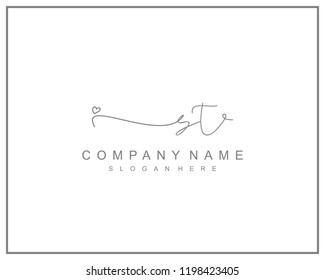 Initial S T handwriting logo template vector