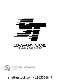 Initial S T speed line logo template vector
