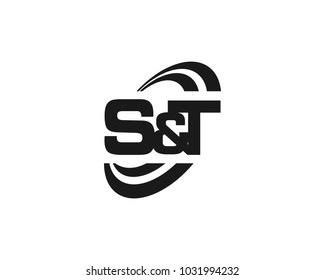 initial S & T swoosh ring company logo black