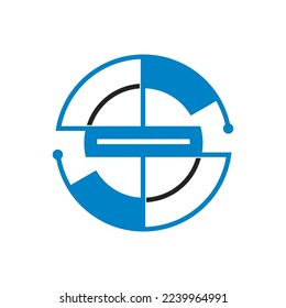 initial S technology and target circle logo vector design
