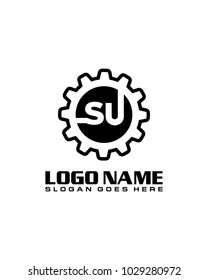 Initial S & U gear logo template vector