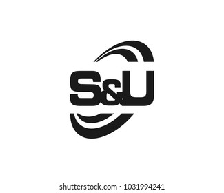 initial S & U swoosh ring company logo black