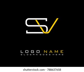 Initial S & V minimalist logo template vector