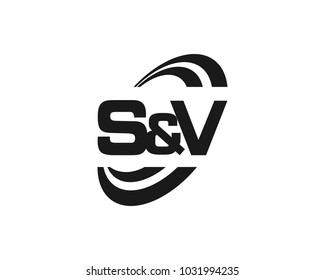 initial S & V swoosh ring company logo black