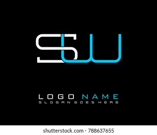 Initial S & W minimalist logo template vector