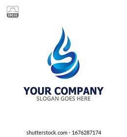 Initial S Water Fall Logo Design - Vector