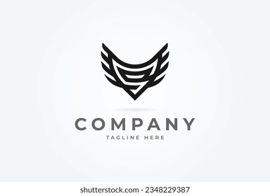Initial S Wing logo. letter S forming abstract bird. Flat Vector Logo Design Template. vector illustration