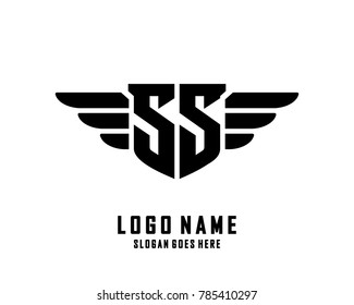 Initial S & S wing logo template vector