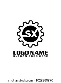 Initial S & X gear logo template vector