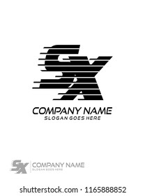 Initial S X speed line logo template vector