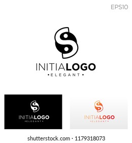 initial s with yin yang logo template vector illustration