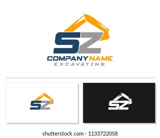 Initial S Z excavator logo concept vector with arm excavator template vector.