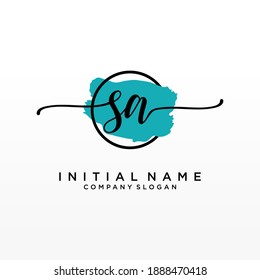 Initial SA beauty monogram and elegant logo design, handwriting logo of initial signature, wedding, fashion, floral and botanical with creative template.