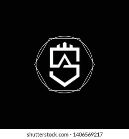 Initial AS SA Home Logo design. Real estate business logo in black 