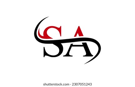 Logo de la carta inicial de SA con plantilla de vectores gráficos de diseño Swoosh para identidad de empresa y empresa.