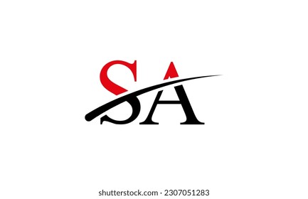 Logo de la carta inicial de SA con plantilla de vectores gráficos de diseño Swoosh para identidad de empresa y empresa.