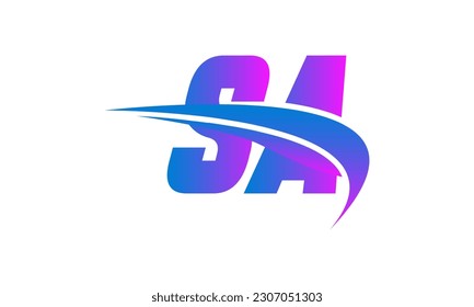 Logo de la carta inicial de SA con plantilla de vectores gráficos de diseño Swoosh para identidad de empresa y empresa.