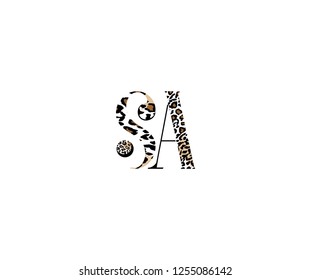 Initial SA Letter with Luxury Leopard Pattern Logotype