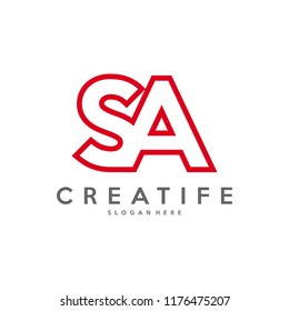 Initial SA logo concepts template vector