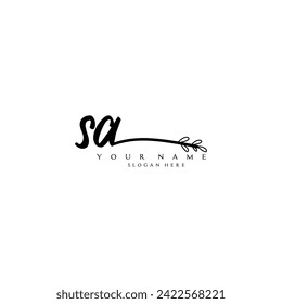 Initial SA logo handwriting floral typography ornament