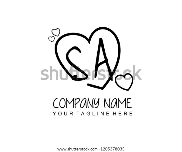 Initial Sa Love Logo Template Vector Stock Vector Royalty Free