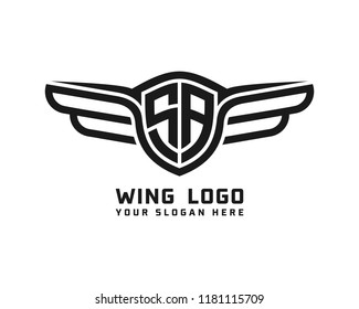 Initial SA wing logo template vector