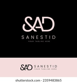 Initial SAD logo design image. Vector image. Simple S A D vector logo brand for apparel, fashion, boutique, business and company