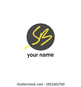 Initial SB handwriting logo template vector