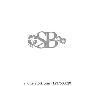 Initial SB Letter with Abstract Hibiscus Flower Swoosh Monogram Logotype