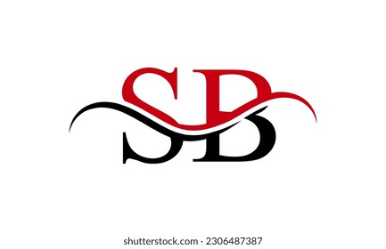 Initial SB letter Logo With Swoosh Design Graphic Vector Template for Business and Company Identity.
