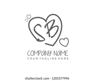 Initial SB with love logo template vector