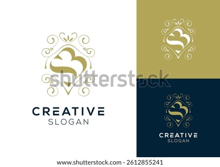 Initial SB with luxurious nature ornament logo design for boutique and fashion