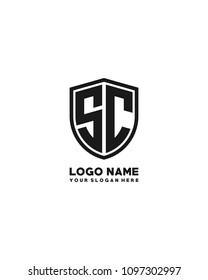 Initial SC abstract shield logo template vector