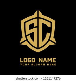Initial SC abstract shield logo template vector
