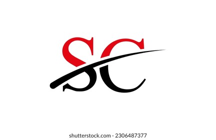 Initial SC letter Logo With Swoosh Design Graphic Vector Template for Business and Company Identity.