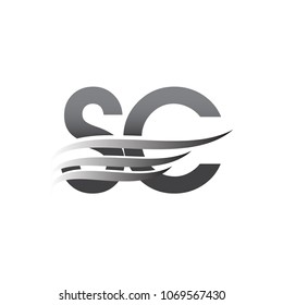 Initial SC wing logo, grey color vector logotype, logo for company name business and company identity.
